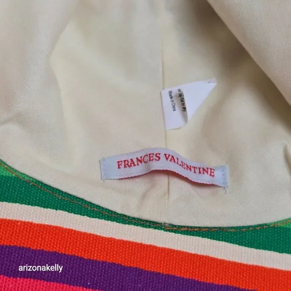 NWOT Frances Valentine Canvas Fringe Hat Cotton Stripe - Picture 4 of 7